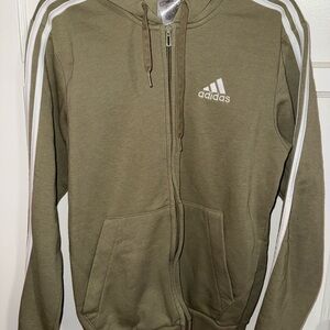 Adidas Olive Green Zip Up Sweater
